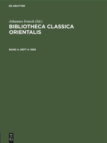 Bibliotheca Classica Orientalis: Band 4, Heft 4