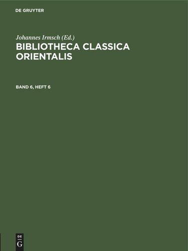 Bibliotheca Classica Orientalis: Band 6, Heft 6