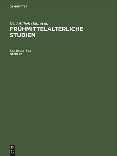 Frühmittelalterliche Studien: Band 22