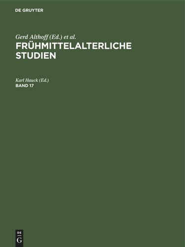 Frühmittelalterliche Studien: Band 17