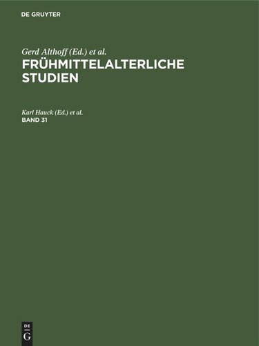Frühmittelalterliche Studien: Band 31