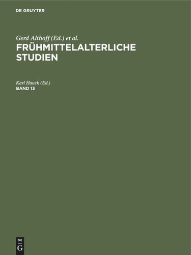 Frühmittelalterliche Studien: Band 13
