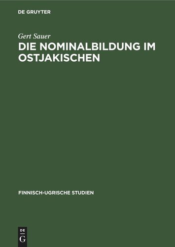 Die Nominalbildung im Ostjakischen