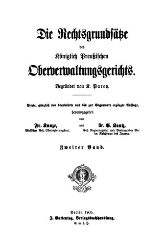 Die Rechtsgrundsätze des Königlich Preussischen Oberverwaltungsgerichts: Band 2