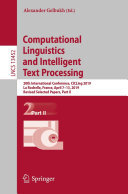 Computational Linguistics and Intelligent Text Processing: 20th International Conference, CICLing 2019, La Rochelle, France, April 7–13, 2019, Revised Selected Papers, Part II