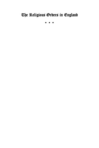 The Religious Orders in England 