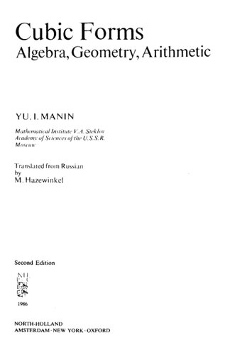 Cubic Forms: Algebra, Geometry, Arithmetic