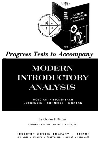 Progress tests to accompany Modern introductory analysis (Houghton Mifflin modern mathematics series)