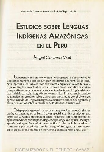 Estudios sobre lenguas indígenas amazónicas en el Perú