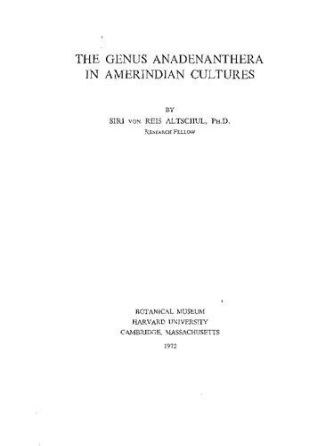The genus Anadenanthera in Amerindian cultures