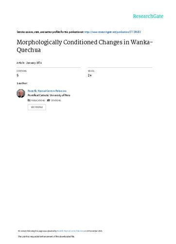Morphologically conditioned changes in Wanka-Quechua