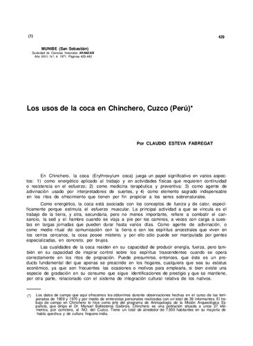 Los usos de la coca (Erythroxylum coca) en Chinchero, Cuzco (Perú)