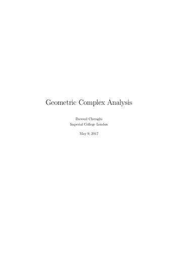 Geometric Complex Analysis