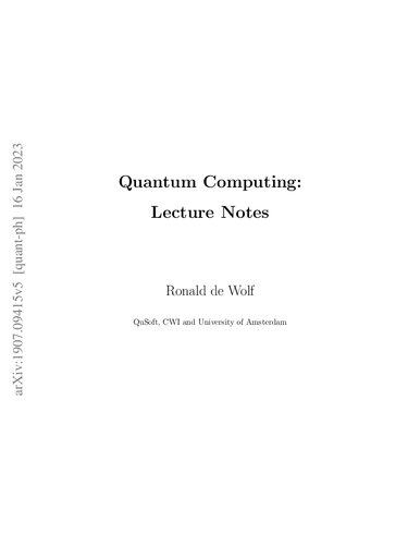 Quantum Computing: Lecture Notes