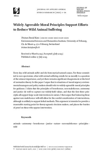 Widely Agreeable Moral Principles Support Efforts to Reduce Wild Animal Suffering
