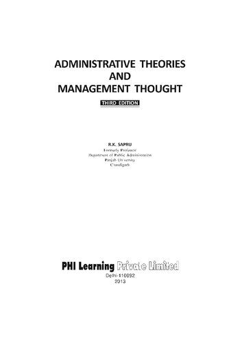 ADMINISTRATIVE THEORIES AND MANAGEMENT THOUGHT