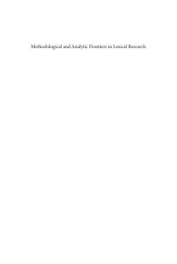 Methodological and Analytic Frontiers in Lexical Research