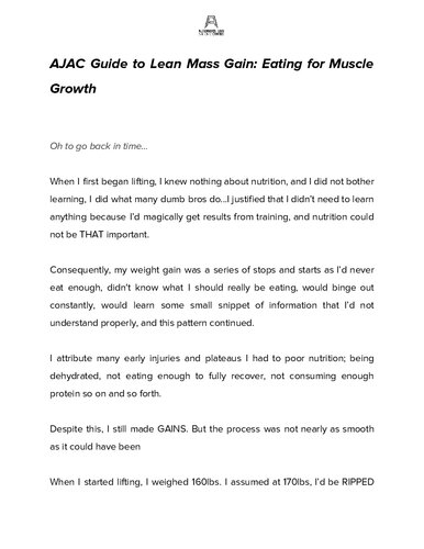 AJAC Guide to Lean Mass Gain