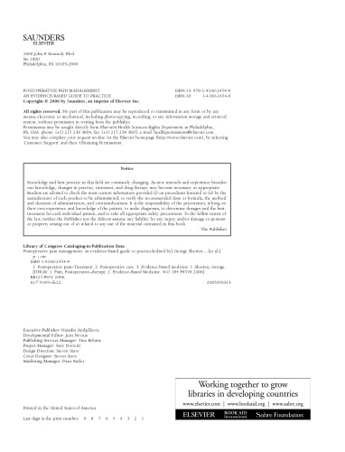 Postoperative Pain Management: An Evidence-Based Guide to Practice