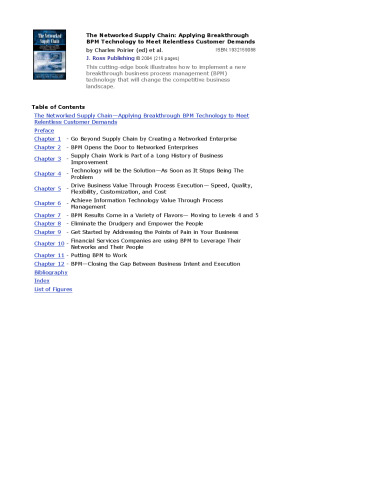 The Networked Supply Chain: Applying Breakthrough BPM Technology to Meet Relentless Customer Demands