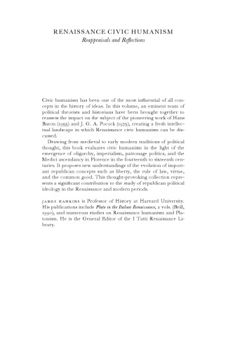 Renaissance Civic Humanism: Reappraisals and Reflections 