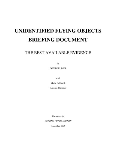 Unidentified Flying Objects Briefing Document: The Best Available Evidence