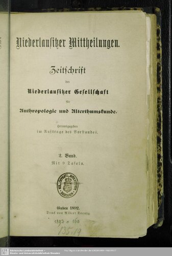 Niederlausitzer Mittheilungen. Zeitschrift der Niederlausitzer Gesellschaft für Anthropologie und Urgeschichte