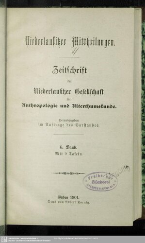 Niederlausitzer Mittheilungen. Zeitschrift der Niederlausitzer Gesellschaft für Anthropologie und Urgeschichte