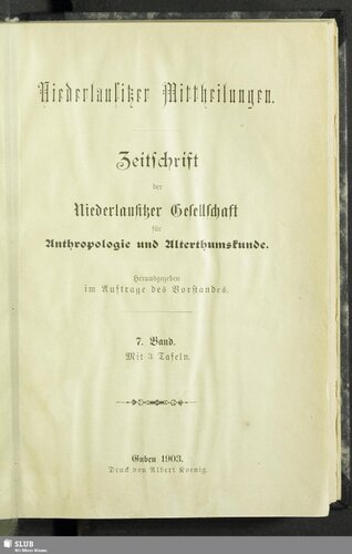Niederlausitzer Mittheilungen. Zeitschrift der Niederlausitzer Gesellschaft für Anthropologie und Urgeschichte