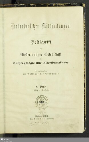 Niederlausitzer Mittheilungen. Zeitschrift der Niederlausitzer Gesellschaft für Anthropologie und Urgeschichte