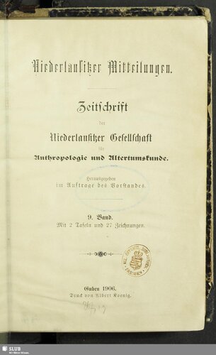 Niederlausitzer Mittheilungen. Zeitschrift der Niederlausitzer Gesellschaft für Anthropologie und Urgeschichte