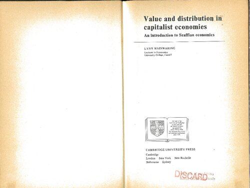 Value and Distribution in Capitalist Economies: An Introduction to Sraffian Economics