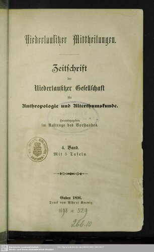 Niederlausitzer Mittheilungen. Zeitschrift der Niederlausitzer Gesellschaft für Anthropologie und Urgeschichte