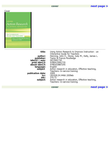 Using Action Research to Improve Instruction: An Interactive Guide for Teachers