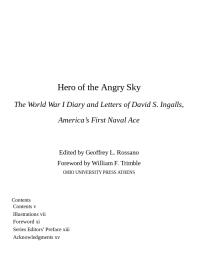 Hero of the Angry Sky : The World War I Diary and Letters of David S. Ingalls, America's First Naval Ace