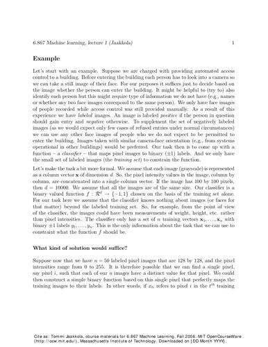 Machine Learning: Lecture Notes