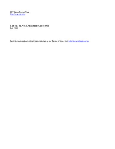 Advanced Algorithms: Lecture Notes