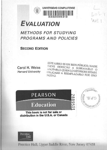 Evaluation Methods for Studying Programs and Policies