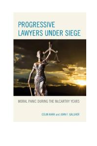 Progressive Lawyers under Siege : Moral Panic during the McCarthy Years