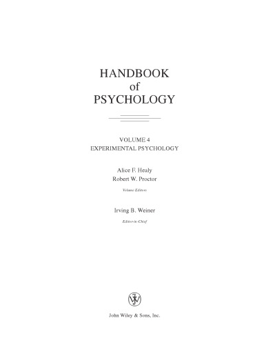 Handbook of Psychology, Experimental Psychology