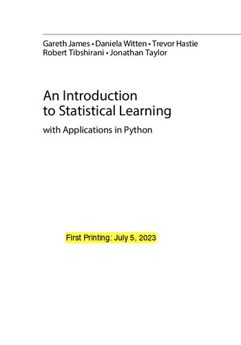 An Introduction to Statistical Learning with Applications in Python