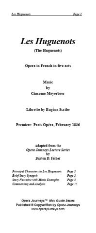 Meyerbeer's Les Huguenots (Opera Journeys Mini Guide Series)