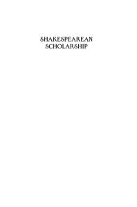 Shakespearean Scholarship : A Guide for Actors and Students