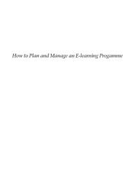 How to Plan and Manage an E-Learning Programme