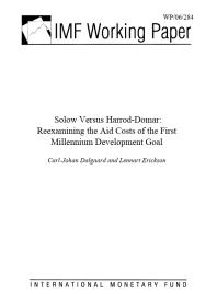 Solow Versus Harrod-Domar : Reexamining the Aid Costs of the First Millennium Development Goal