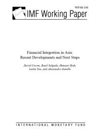 Financial Integration in Asia : Recent Developments and Next Steps