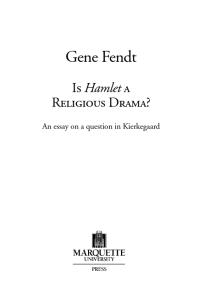 Is Hamlet a Religious Drama? : An Essay on a Question in Kierkegaard