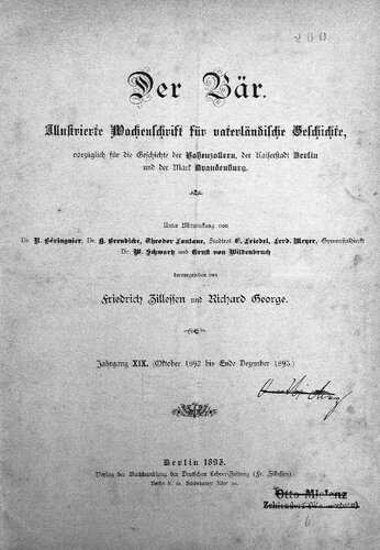 Der Bär. Illustrierte Wochenschrift für vaterländische Geschichte