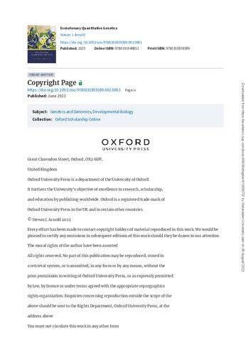 Evolutionary Quantitative Genetics