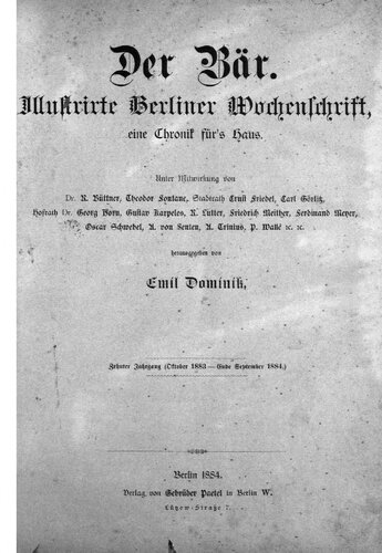 Der Bär. Illustrierte Berliner Wochenschrift, eine Chronik fürs Haus